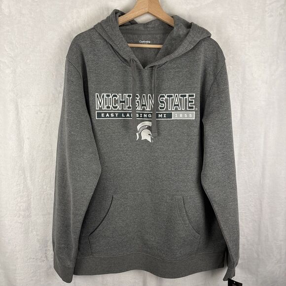 Michigan State Spartans Hoodie Pullover Men XL Gray Football Captivating NWT - Picture 1 of 6